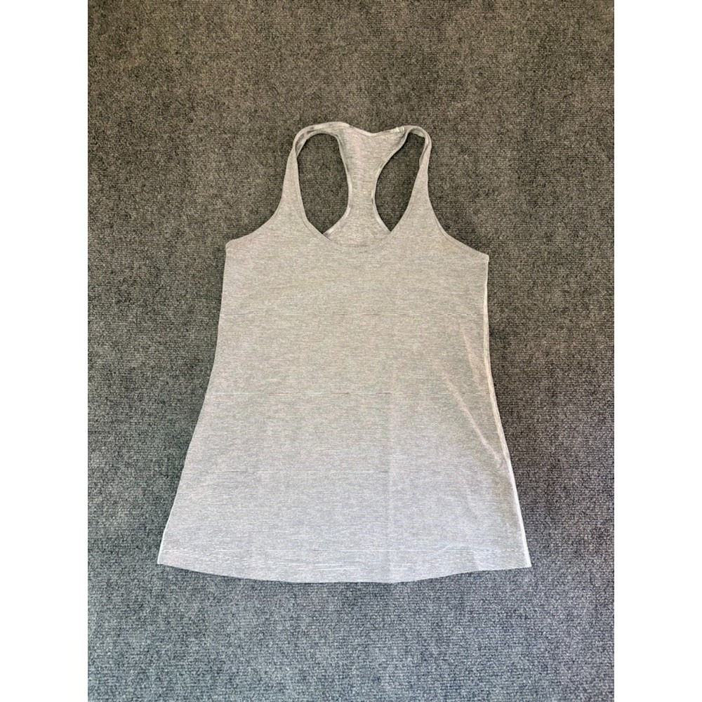 Lululemon Tank Top Womens Gray Stripe Racerback Athletic Yoga Gym No Size Tag 0?